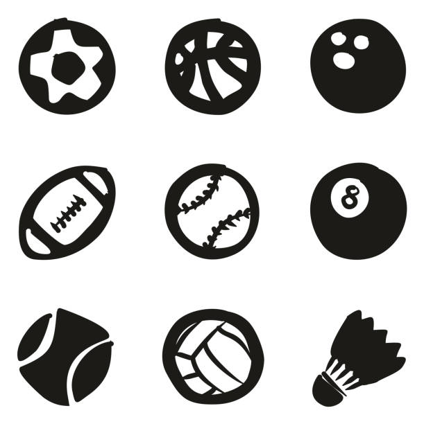 ilustraciones, imágenes clip art, dibujos animados e iconos de stock de bola relleno a mano alzada de los iconos - amateur tennis