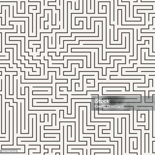 Vector Seamless Pattern In The Form Of A Labyrinth Stock Illustration - Download Image Now - Maze, Vector, Pattern