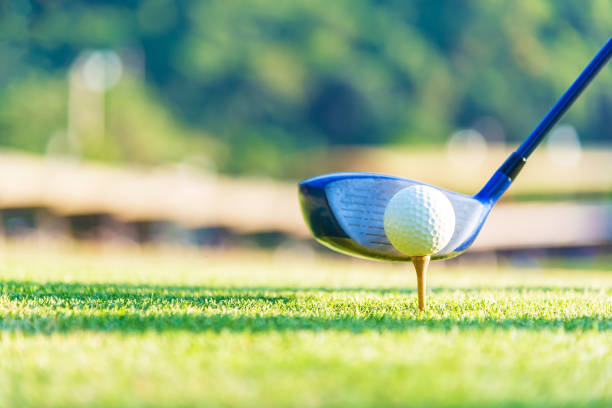 istock Golf ball and tee on green grass background.Golfers hit sweeping and keep golf course in the summer for relax time 892982976