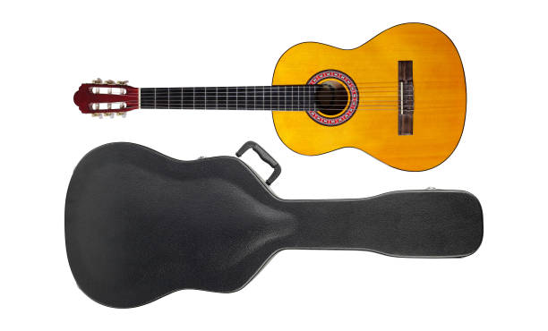 istock Musical instrument - Acoustic classic guitar hard case isolated 892986536