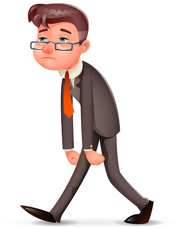 Tired Weary Fatigue Melancholy Sad Businessman Walk Retro Cartoon Design  Vintage Character Icon Isolated Vector Illustration Stock Illustration -  Download Image Now - iStock