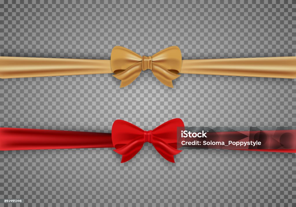 Red And Gold Bow And Ribbon Stock Illustration - Download Image