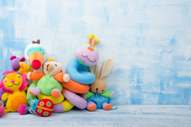 istock Set of colorful Kids toys frame. Copy space for text 892992168