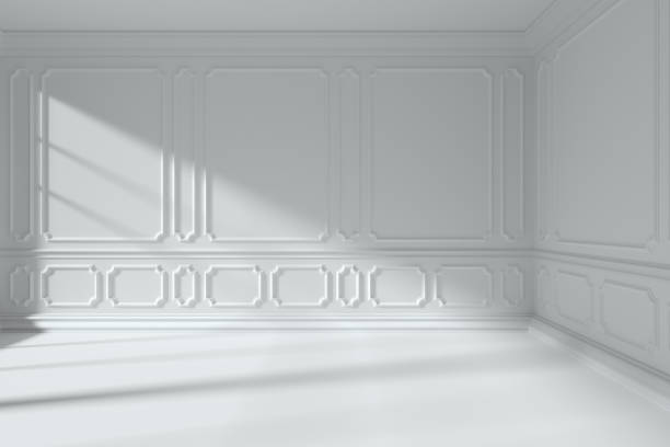 istock White room with classic style molding frames on walls 893002410
