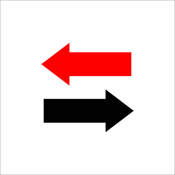 ilustrações de stock, clip art, desenhos animados e ícones de two way arrows left and right directions opposite. vector illustration. - straight