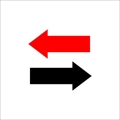 Two way arrows left and right directions opposite. Vector illustration.