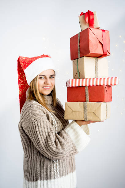 istock Girl wearing christmas cap 893016712