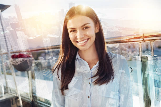 istock Optimistic gay woman posing on the background 893057528
