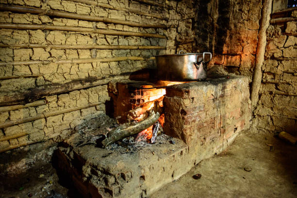 istock Rustic stove, cooking with wood stove 893070560