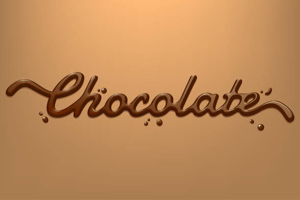 ilustraciones, imágenes clip art, dibujos animados e iconos de stock de texto dibujado a mano chocolate aislado sobre fondo oscuro cremoso. elemento de diseño de vectores para publicidad, envases, carteles, menú. 10 eps. - chocolate