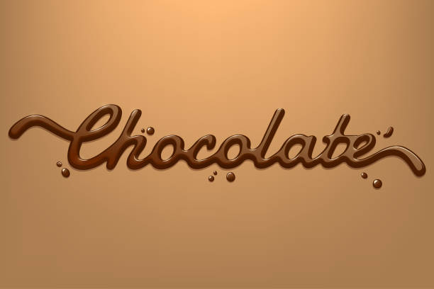 초콜릿 손으로 그린 텍스트 어두운 크림 배경에 고립. 광고, 포장, 포스터, 메뉴에 대 한 벡터 디자인 요소입니다. eps 10입니다. - chocolate stock illustrations