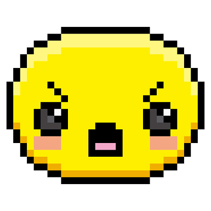 Vector Pixel Cartoon Angry Face