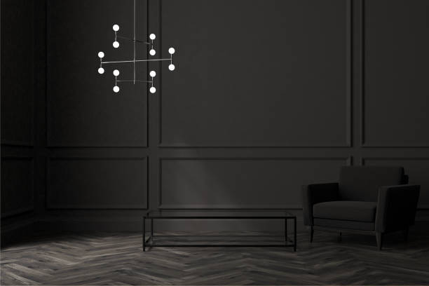 istock Black living room, armchair 893090096