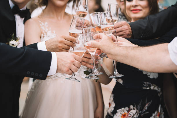 Wedding Champagne Toast - Stock image Champagne, Celebratory Toast, Engagement Ring, Wine, Event wedding stock pictures, royalty-free photos & images