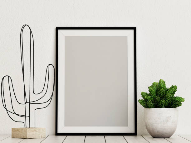 istock Mock up poster with cactus decoration 893133586