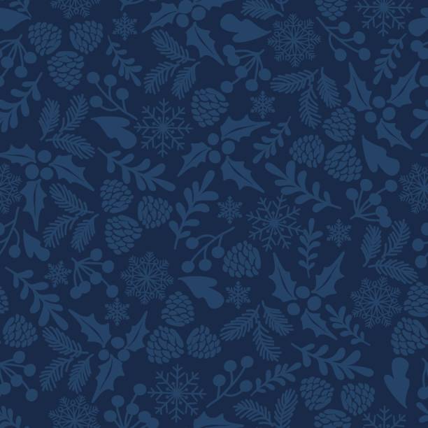 zimowy wzór wektorowy bez szwu - christmas holly backgrounds pattern stock illustrations