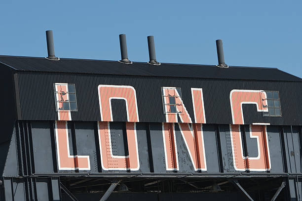 istock Long Black Steel Building 89316787