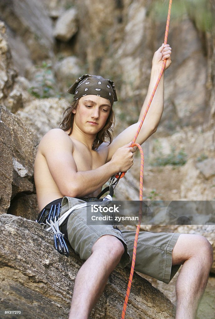 Rope Belayer  Abdominal Muscle Stock Photo