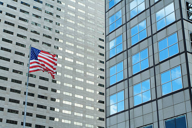 istock Building,Glass, And An American Flag 89317504