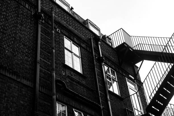 istock Black and White External Metal Staircase 893176070