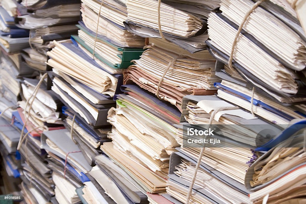 Time before computers Files in an archive File Folder Stock Photo