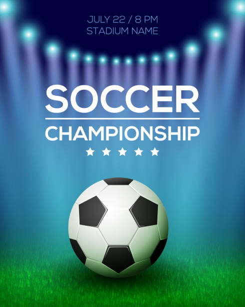 ilustrações de stock, clip art, desenhos animados e ícones de soccer championship poster design - football field backgrounds sport grass