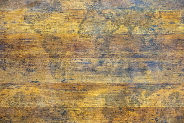 istock texture of a tree with a world map, satin painted on it, old wooden wall texture 893222976
