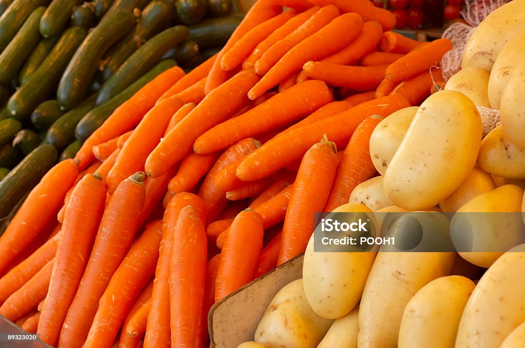 Kartoffeln, Karotten, Gurken - Lizenzfrei Bunt - Farbton Stock-Foto