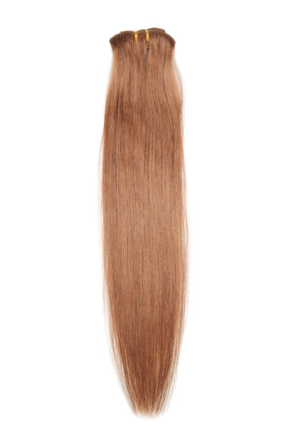 istock Clip in reddish brown straight human hair extensions 893232974