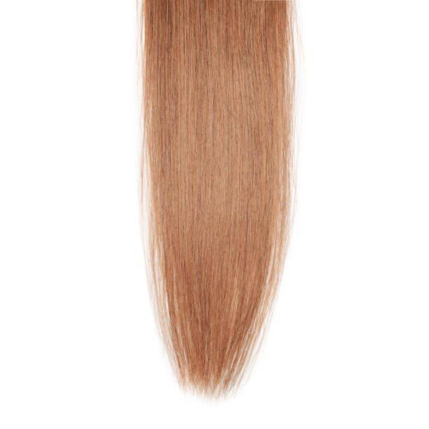 istock Clip in reddish brown straight human hair extensions 893233198