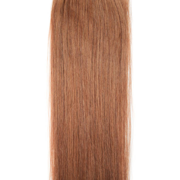 istock Clip in reddish brown straight human hair extensions 893233204
