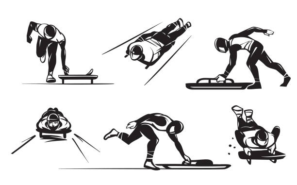 Winter sports - skeleton. Luge Racer vector art illustration