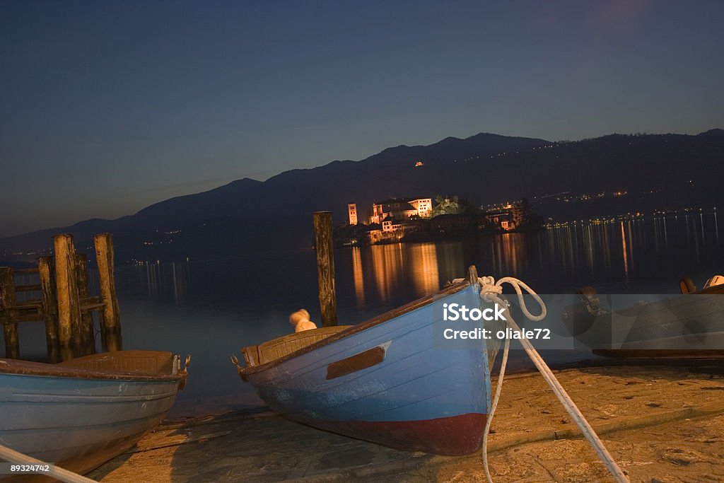 Lake Orta, Night Scene - Italy  Blue Stock Photo