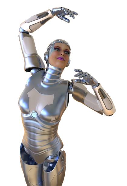 istock Female robot isolated on white 3d illustration 893252072