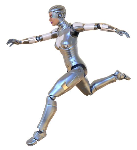 istock Female robot isolated on white 3d illustration 893252638