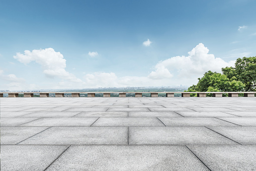 Empty city square floor and blue sky nature landscape