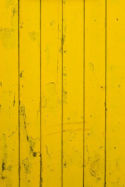istock Dirty wooden Fence painted yellow 89326701