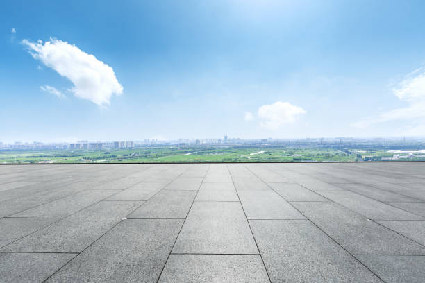 Empty square floor and blue sky nature landscape