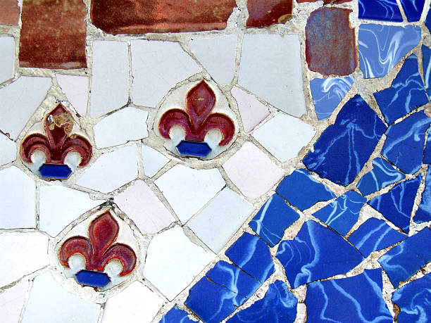 istock Old ornate mosaic with lilies 89327237