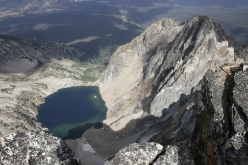 Aerial view of Moraine flat in mono County from the surrounding mountains at sunrise, California, USA.