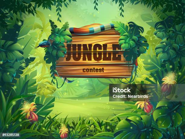 Vector Cartoon Illustration Of Background Rainforest Stock Illustration - Download Image Now