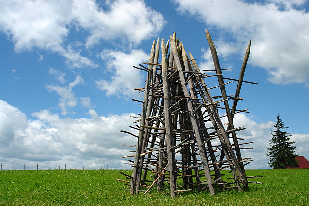 istock Wooden hay drying racks 89328929