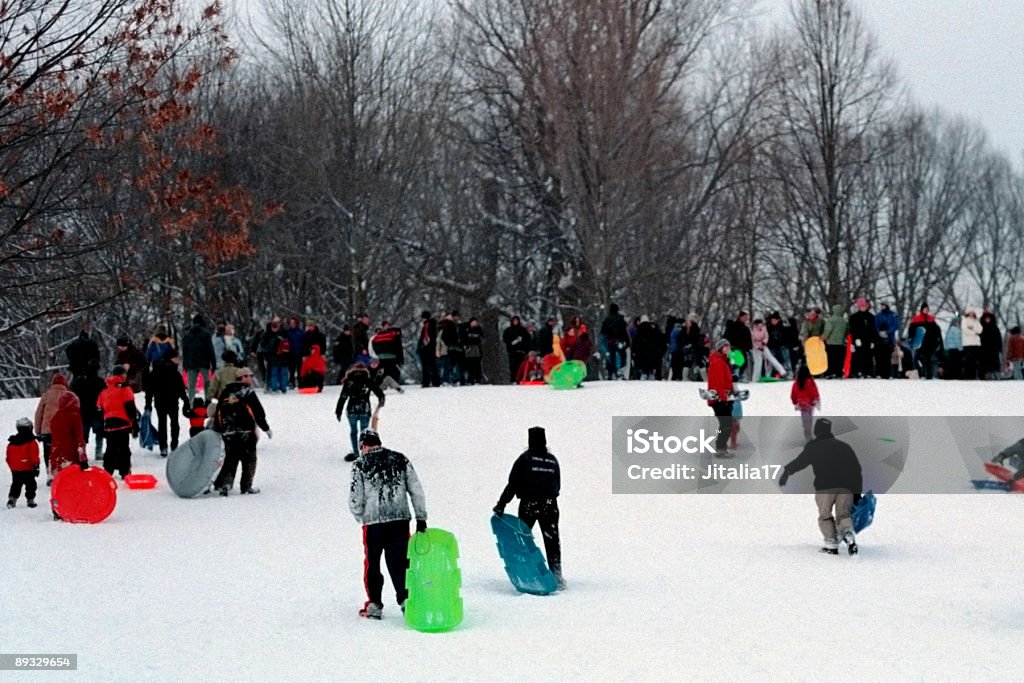 Slitta da persone a Prospect Park, Brooklyn-Tormenta 2006 - Foto stock royalty-free di Andare in toboga