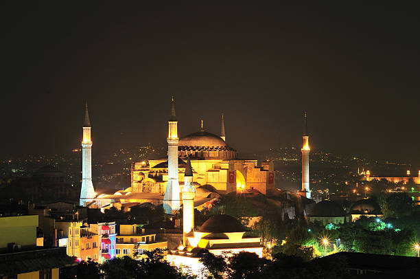 Hagia Sophia at night stock photo