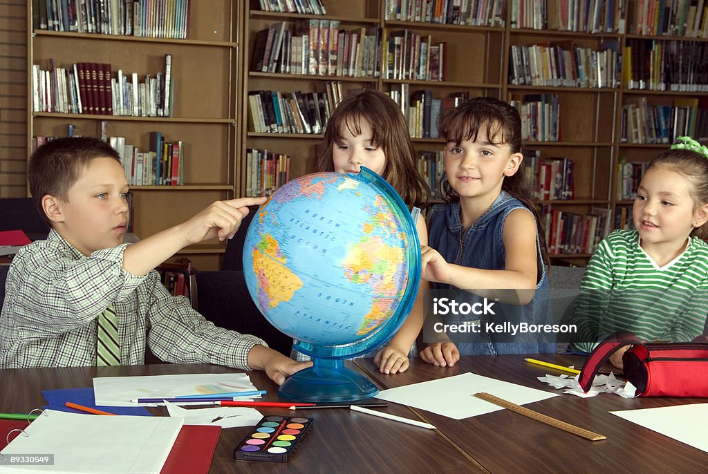 Elementary school students studying  Classroom Stock Photo