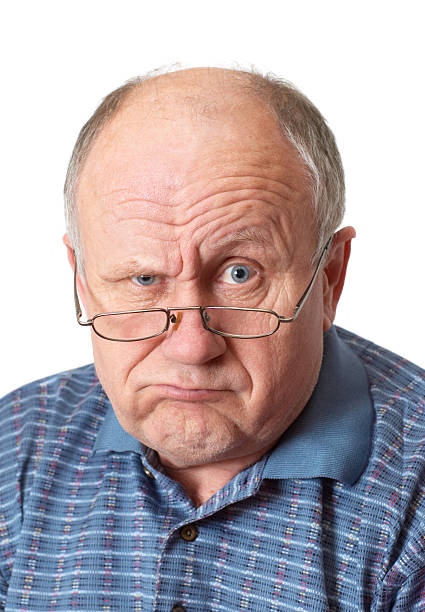 istock Bald senior man fooling around. 89330928