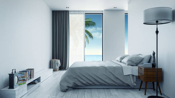 istock minimalist  interior Bedroom design concept ,Summer , sea view at villa,beach lounge,/3d rendering 893313382