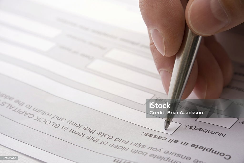 Signing a contract  Application Form Stock Photo