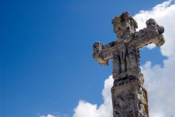 istock Stone cross in Noia, Galicia 89332508