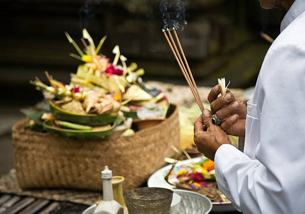 Balinese offering  ceremony stock pictures, royalty-free photos & images